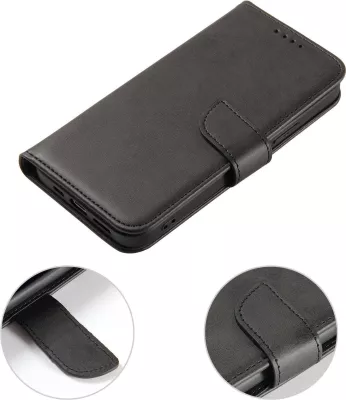Mbështjellës magnetik me kapak Hurtel për Samsung Galaxy S24 FE, i zi