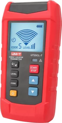 Detektor kabllosh UNI-T UT25CL, set transmetues + pranues, 33 kHz, gjurmim deri 2.5 m, CAT III 480V, IP54, deri 8 transmetues, i kuq