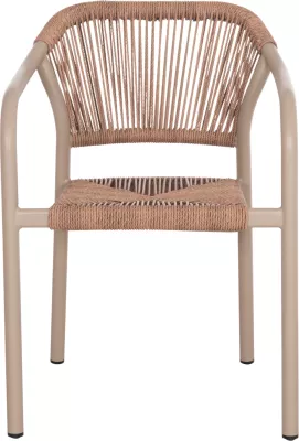 Karrige për ngrënie alumini LUCCI FH6266.02, kornizë mocha & P.E. rattan natyral, 58x56x79 cm