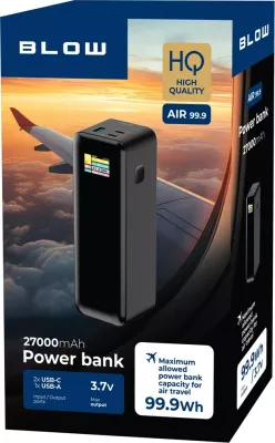Power bank BLOW AIR99.9, 27000mAh, 140W, LCD, i zi