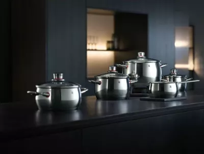 Set tenxhere, WMF, Quality One 07 7455 6380 (7455), inox me kapakë xhami, argjendtë, 5 copë