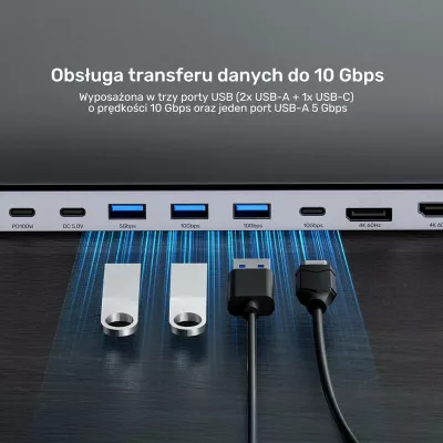 Switch KVM Unitek, 2x HDMI 4K, 1x DisplayPort, USB-C, PD 100W, hiri