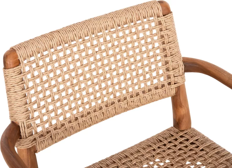 Karrige për ngrënie ROSCO FH6132 dru tik natyral, litar VIRO bezhë 56x54.5x78 cm