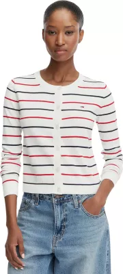 Xhemper kardigan për femra Tommy Hilfiger Jeans DW0DW20976, i bardhë