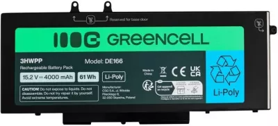 Bateri laptopi Green Cell DE166 për Dell, 4000 mAh, 15.2V, e zezë