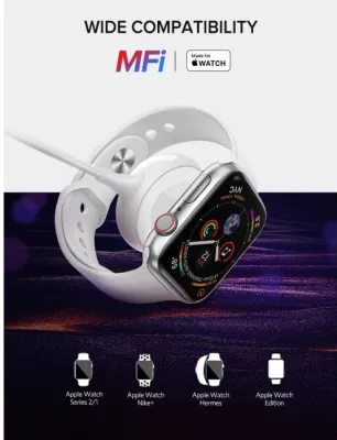 Karikues magnetik wireless për Apple Watch UGREEN 60969, USB-A + USB-C, 5V/1A, e bardhë