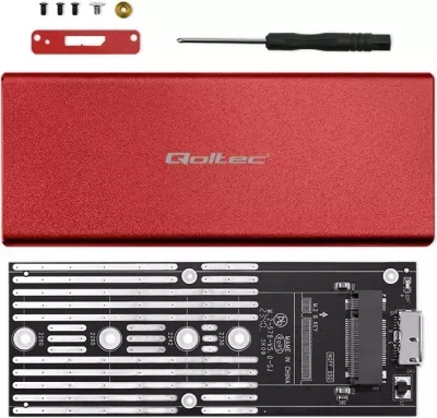 Kasë SSD Qoltec 51831, M.2, USB 3.0, 2TB, Kuqe