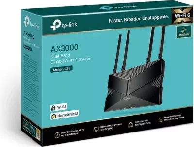 Ruter Wi‑Fi 6, TP-Link Archer AX53, AX3000 gigabit, 4 antena, OneMesh, HomeShield