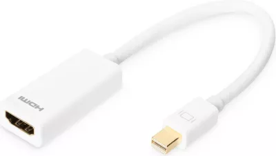 Adapter Digitus Mini DisplayPort në HDMI, 0.15m, i bardhë