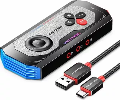 Kartelë zëri ekstern Vention CVAB0 24-bit/192kHz, USB-C, virtual 7.1, e zezë
