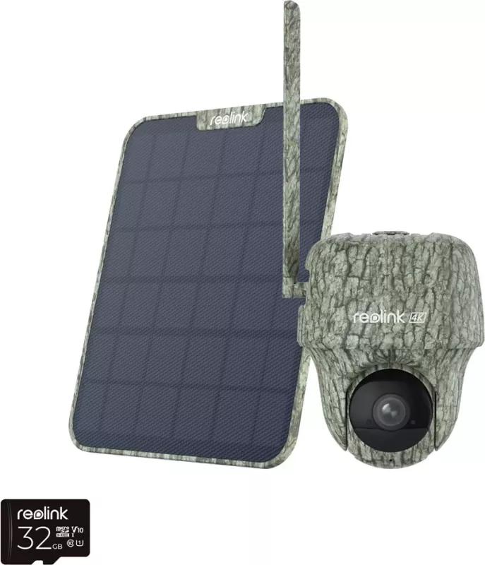 Kamerë Reolink Go Series G450 me Panel Diellor, 4K 4G LTE, 32GB, me ngjyrë kamuflazh
