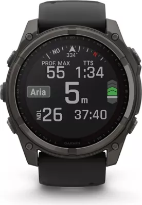 Smartwatch Garmin fēnix 8 Solar, Sapphire, Carbon Gray DLC Titanium, Black/Pebble Gray strap, 51 mm