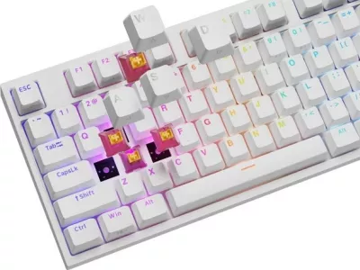 Tastierë mekanike Genesis Thor 404, Outemu Peach Silent, RGB, full-size, e bardhë