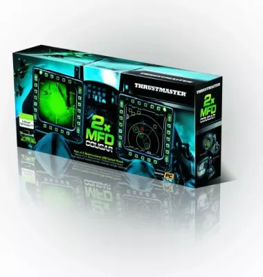 Panel MFD për simulim fluturimi Thrustmaster MFD Cougar, 48 komanda të programueshme, me ndriçim, set 2 copë, i zi