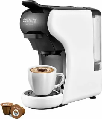 Makinë espresso multi-kapsula CAMRY CR4414, 19 bar, 0.6 L, 1450 W, bardhë/zezë, set me adaptera + filtër kafe të bluar