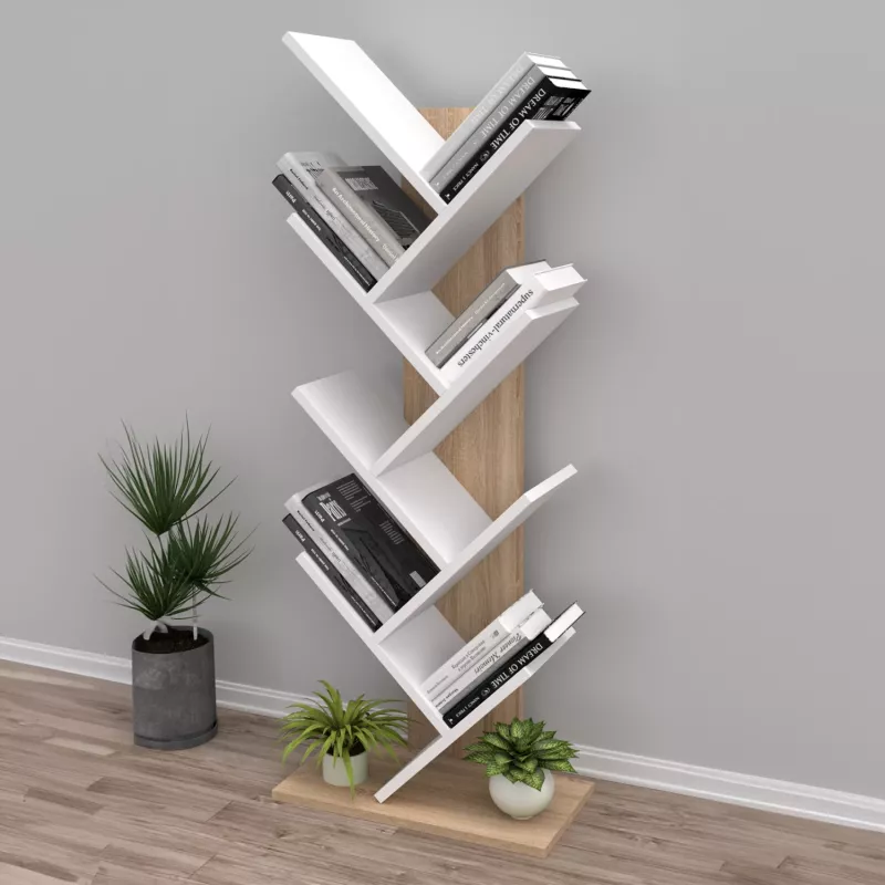 Raft librash modern LIANA FH18193.03 melaminë, ngjyrë sonama-bardhë, 53x27x138 cm