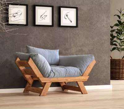 Karrige për kopsht, një vend, Skye Decor, ngjyrë teak dhe gri, CPT8153-140