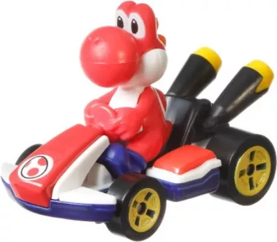 Veture lodër Hot Wheels Mario Kart Red Yoshi Standard Kart, shumëngjyrëshe