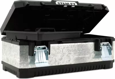 Kasetë veglash metal-plastikë e galvanizume Stanley 1-95-618, 20" (49.7×29.3×22.2 cm), e zezë/argjend