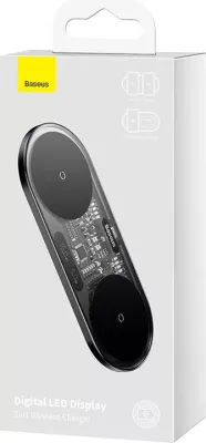 Karikues wireless Baseus WXSX010101, Dual Qi, 20W, me ekran LED, i zi
