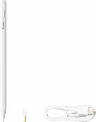 Stilus Baseus Smooth Writing 2 Lite 130mAh, për iPad, karikim USB-C, Palm Rejection, i bardhë, set me majë rezervë + kabllo