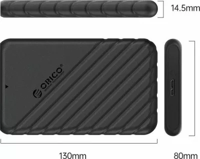Kasë e jashtme për disk 2.5" Orico SATA USB 3.2 Gen 1, micro-B, deri 6TB, e zezë, me kabllo