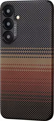 Mbështjellës Pitaka MagEZ 4 për Samsung Galaxy S24+ ultra-i hollë 1 mm, fibër aramid, Fusion Weaving, i përputhshëm me MagSafe, Sunset, kafe