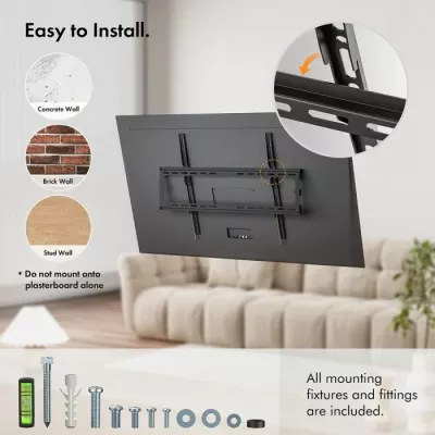 Mbajtëse muri fikse për TV, VonHaus 3005091, 37-70\", deri 35kg, VESA max 600x400, e zezë