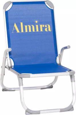 Karrige plazhi e ngritur, alumin i fortë, Almira FH6431.01, tekstilene blu, 53x68x80cm