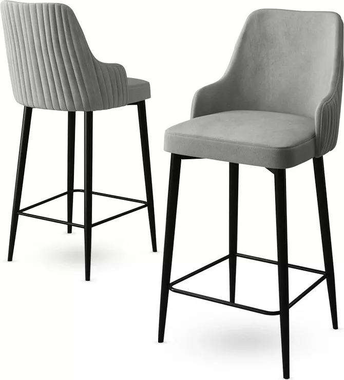 Set karrigesh për bar (2 copë), Hanah Home, Enox, gri e zezë