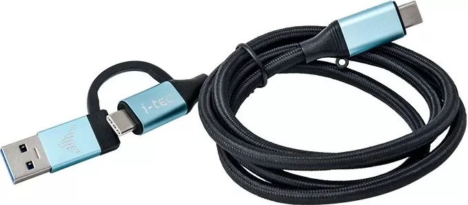 Kabllo USB-C në USB-C me adapter USB 3.0 i-tec, 1m, 10 Gbit/s, e zezë/blu