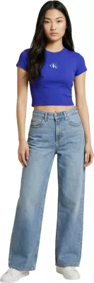 Maicë për femra Calvin Klein Jeans MONOGRAM BABY TEE LV047AB802, e kaltër [Madhësia: L]