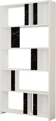 Raft librash Hanah Home, Lima, bardhë, mermer i zi