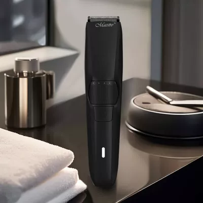 Trimmer flokësh dhe mjekre Feel-Maestro MR-640, bateri 600 mAh 120 min, rregullim 0.5–20 mm me 10 pozicione, USB-C, përdorim i thatë, i zi, set me 2 krehra
