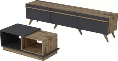 Set mobiljesh për dhomë dite, Skye Decor, Amsterdam, anthracite dhe walnut