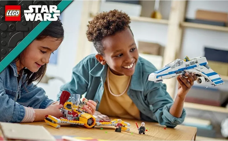 Set ndërtimi LEGO Star Wars New Republic E-Wing vs Shin Hati’s Starfighter 1056 pjesë, shumëngjyrësh