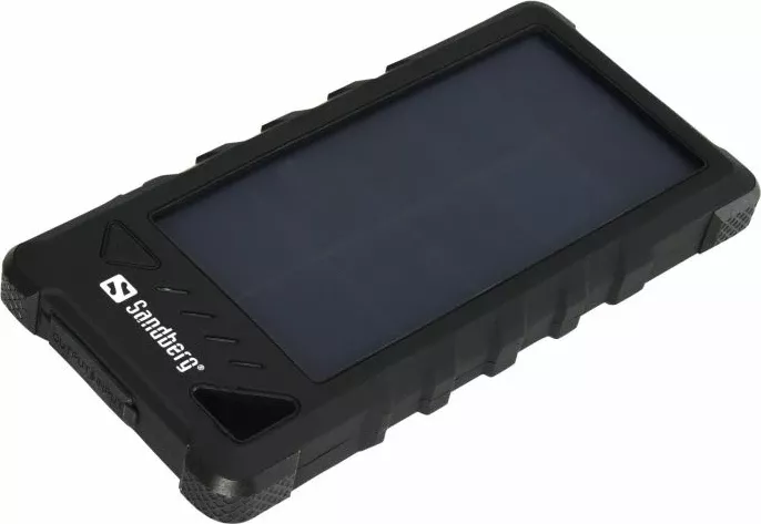 Powerbank solar outdoor Sandberg 420-35, 16000 mAh, IP67, PD 20W, i zi, set me 2 kabllo + karabinë
