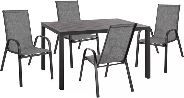 Set kopshti tavolinë & karrige Leon FH10531, 5 pjesë, hiri