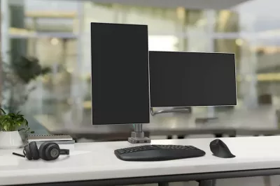 Krah monitori Kensington SmartFit për 2 monitorë deri 32", rregullim me gaz, gri