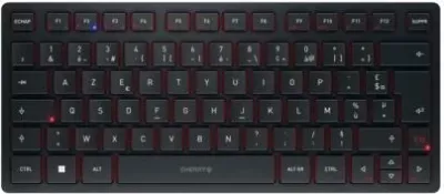 Tastierë Cherry KW 9200 MINI (JK-9250FR-2) pa tela 2.4 GHz + Bluetooth 5.0, lidhje me kabllo, e rikarikueshme, kompakte 320x175x25 mm, e zezë