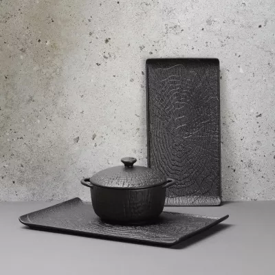Pjatë për pasta Fine Dine Crust 275 mm, porcelan, e zezë, set 3 copë