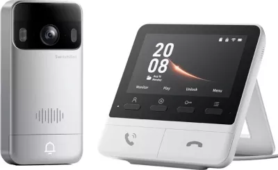 Zilë dere me kamerë SwitchBot W6702001, 2K, ekran 4.3", bateri 5000mAh, IP65, microSD 4GB, set me monitor të brendshëm