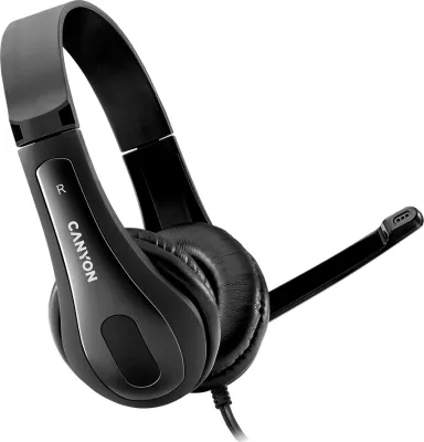 Kufje me mikrofon CANYON HSC-1, 3.5mm, stereo, kabllo e sheshtë 2m, të zeza