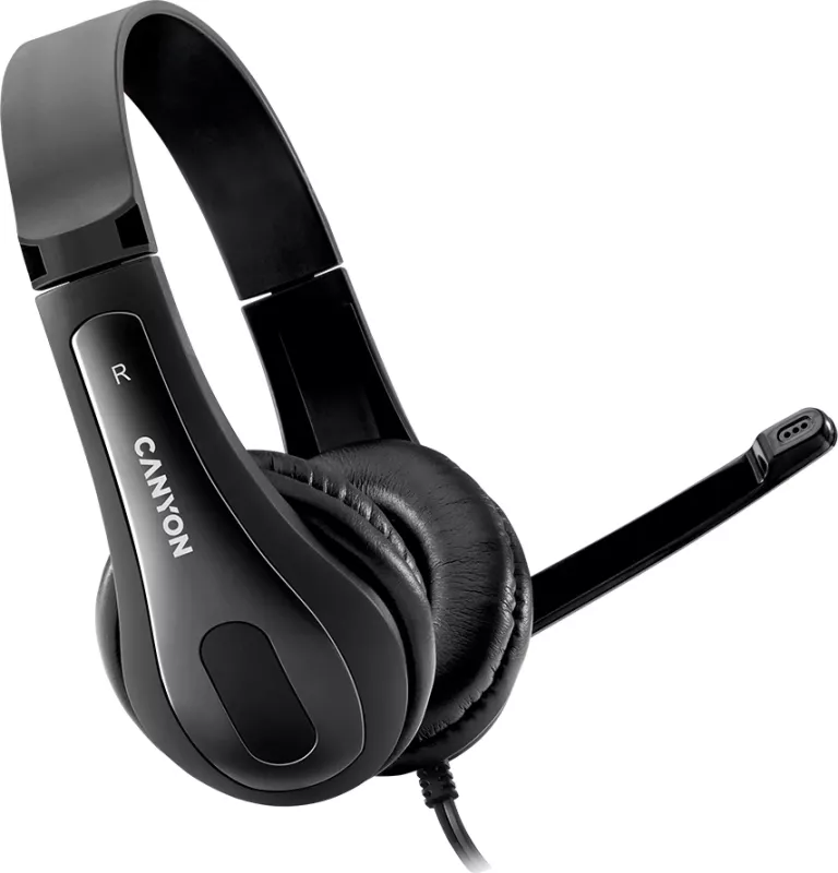 Kufje me mikrofon CANYON HSC-1, 3.5mm, stereo, kabllo e sheshtë 2m, të zeza