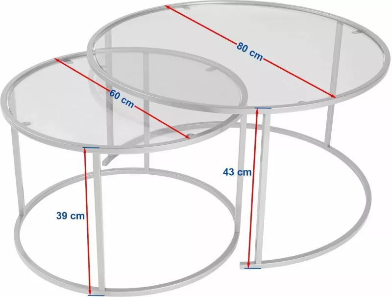 Set tavolinash kafeje Nordure, Aurum - 80, 60 - e zezë, transparente
