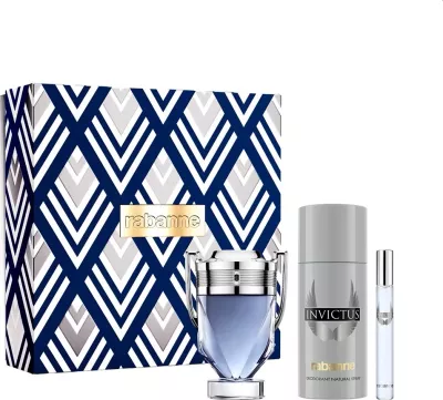 Set Eau de Toilette dhe Deodorant për meshkuj Paco Rabanne Invictus 100ml + 10ml + 150ml