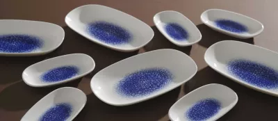 Pjatë trekëndore Fine Dine Serenity 190 mm, set 6 copë, blu