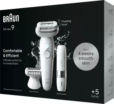 Epilator Braun Silk-épil 9 9-341, 40 pinceta, MicroGrip, i bardhë