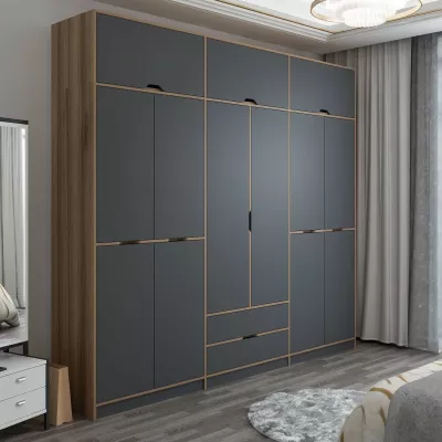 Dollap rrobash Skye Decor Elina, anthracite dhe dore, 277x253x52 cm