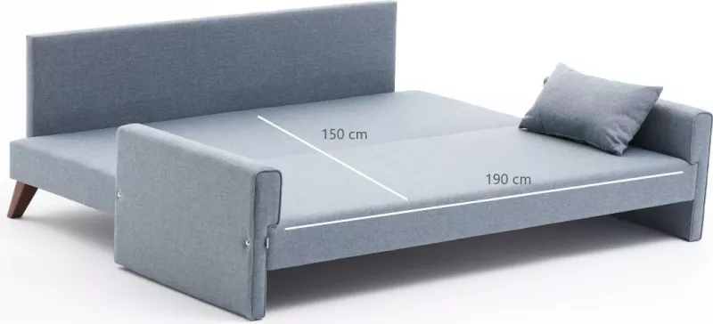 Krevat-sofa treshe, ngjyrë kaltër, Bella Soft, Atelier del Sofa